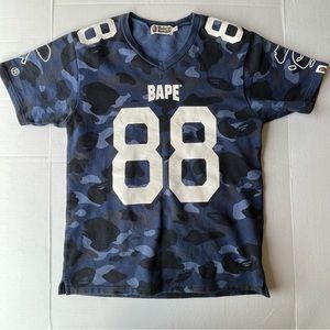 Bathing Ape BAPE 88 First Camo M Blue Heavy Shirt V-neck Cotton Sweatshirt